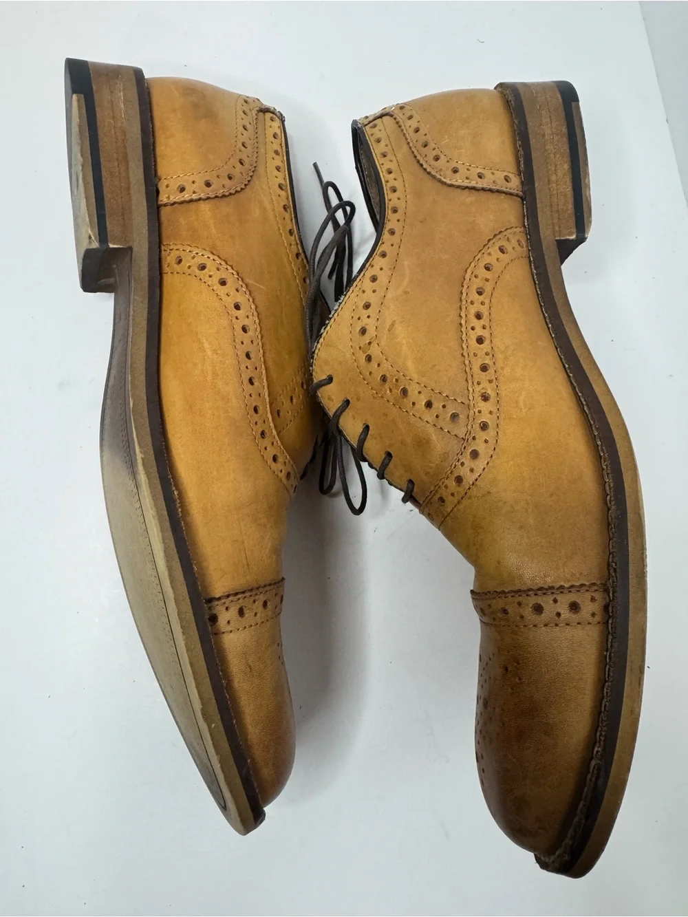 Aston Grey Kobe Brown Leather Oxford Brogues Men's Size 10